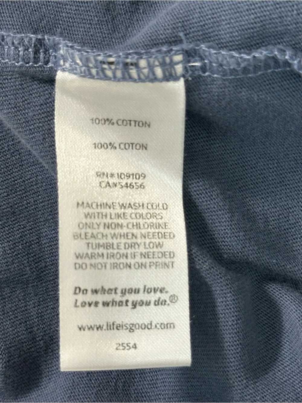 Life Is Good Crusher Men's Crewneck T-Shirt in Slate Blue Sz XXL